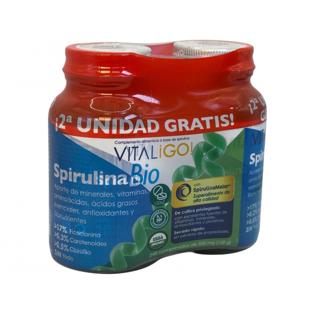 Pack 2x1 Alga Espirulina BIO VITALIGO 500mg 2x120 Comprimidos de Herbora Herbora H22006X2 Plantas Medicinales salud.bio