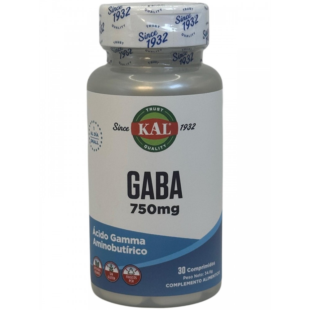 Small GABA 750mg 30 comprimidos de KAL KAL KAL-90647 Estados emocionales, ansiedad, estrés, depresión, relax salud.bio
