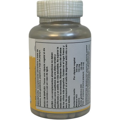 BETAINA HCL con pepsin 250mg 180 Cápsulas vegetales de Solaray SOLARAY SOL-04816 Ayudas aparato Digestivo salud.bio
