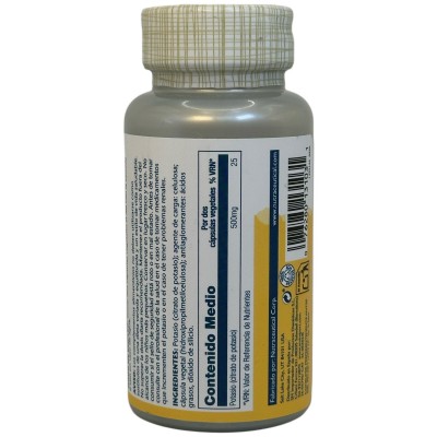 Potasio Citrato 500 mg (Mega dosis) 60 Cápsulas Vegetales de Solaray SOLARAY SOLA-13103 Minerales salud.bio