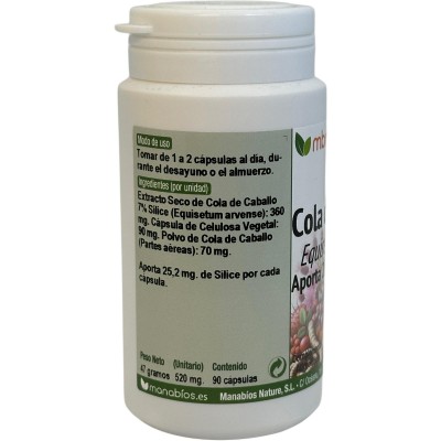Cola de Caballo HBC 1.300 mg 90 cápsulas de MANABIOS Manabios 111513 Drenantes y Diureticos salud.bio