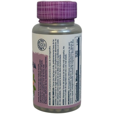 Ashwagandha 60 VegCaps. Apto veganos. Sin gluten. de Solaray SOLARAY SM-39902 Estados emocionales, ansiedad, estrés, depresió...