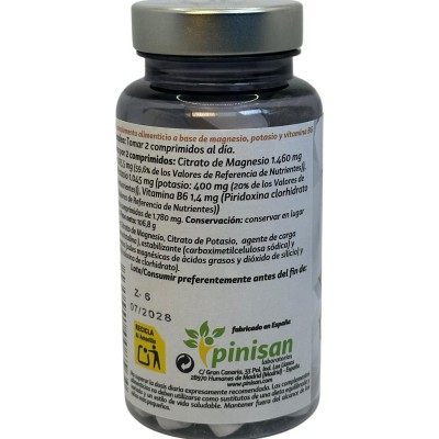 Magnesio + Potasio +B6 de 60 Comprimidos de Pinisan Pinisan MYC-00856 Articulaciones, Huesos, Tendones y Musculos, componen e...