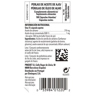 Perlas de aceite de ajo 100 cápsulas blandas de Solgar Solgar SOL-01220 Sistema circulatorio salud.bio