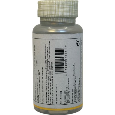 Vitamina B1 (Tiamina monohidrato) 100mg 100 cápsulas de Solaray SOLARAY SOL-04325 Vitamina B salud.bio