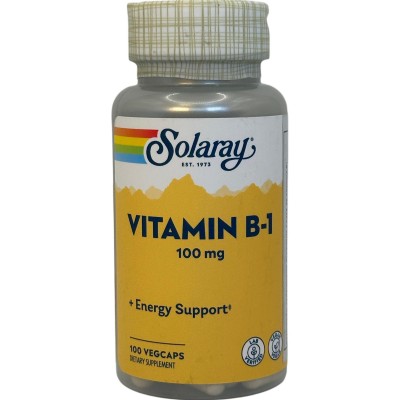 Vitamina B1 (Tiamina monohidrato) 100mg 100 cápsulas de Solaray SOLARAY SOL-04325 Vitamina B salud.bio