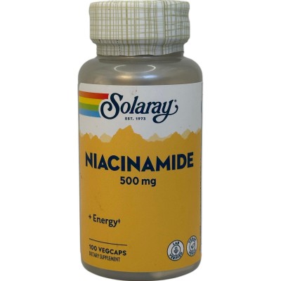 Niacinamida (vitamina B3) 500mg 100 cápsulas vegetales de Solaray SOLARAY SOLA-04365 Vitamina B salud.bio