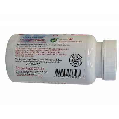 Cloruro de Magnesio 500mg 100 comprimidos de Plantis Artesania Agrícola ART-03656 Minerales salud.bio