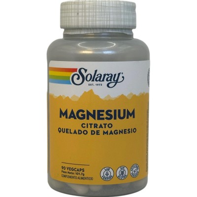 Magnesium Citrate 90 VegCaps. Sin gluten Apto para veganos de Solaray SOLARAY SM-4630 Articulaciones, Huesos, Tendones y Musc...