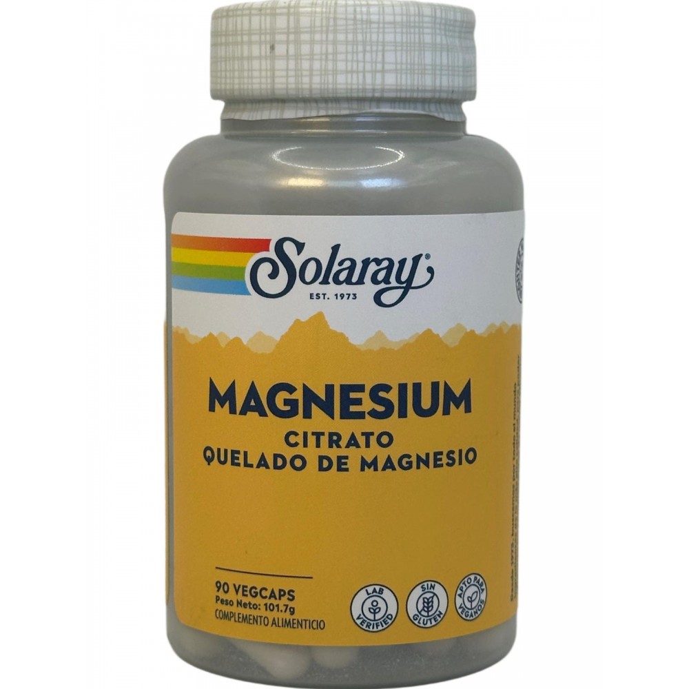 Magnesium Citrate 90 VegCaps. Sin gluten Apto para veganos de Solaray SOLARAY SM-4630 Articulaciones, Huesos, Tendones y Musc...