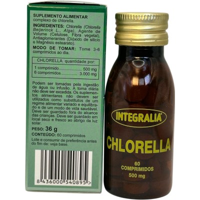 Chlorella 60 comprimidos de Integralia INTEGRALIA 90 Higado y sistema hepatobiliar salud.bio