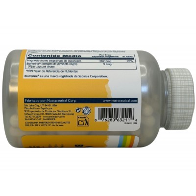 Magnesium Bisglycinate mejorado (Bisglicinato) 120 cápsulas vegetales de Solaray SOLARAY 54901 Articulaciones, Huesos, Tendon...