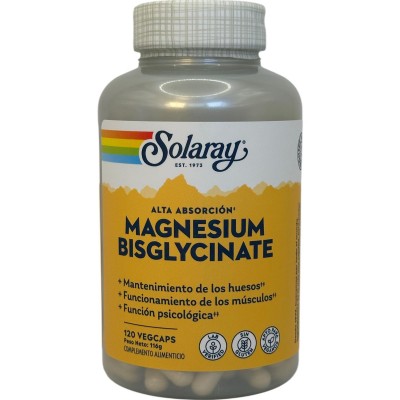 Magnesium Bisglycinate mejorado (Bisglicinato) 120 cápsulas vegetales de Solaray SOLARAY 54901 Articulaciones, Huesos, Tendon...