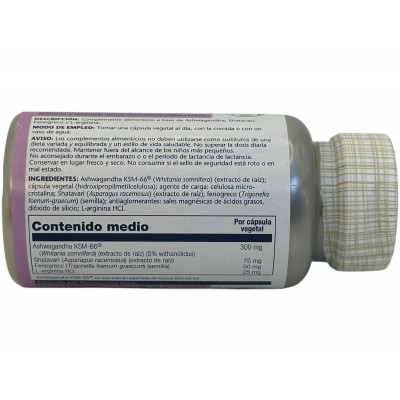 Ashwagandha KSM66 PLUS + Shatavari doble acción 60 cápsulas vegetales de Solaray SOLARAY SOLA-35801 Estados emocionales, ansi...