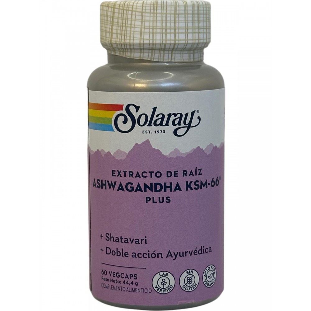 Ashwagandha KSM66 PLUS + Shatavari doble acción 60 cápsulas vegetales de Solaray SOLARAY SOLA-35801 Estados emocionales, ansi...