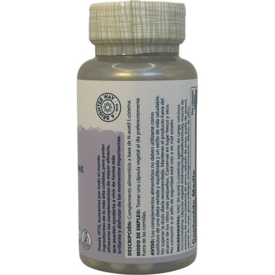 NAC N-Acetil L-Cisteína 295mg 60 cápsulas de Solaray SOLARAY SOLA-81353 Higado y sistema hepatobiliar salud.bio
