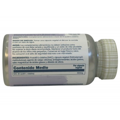 SUPER NAC N-Acetil L-Cisteína 600mg 60 cápsulas Vegetales de Solaray SOLARAY SOLA-15941 Higado y sistema hepatobiliar salud.bio