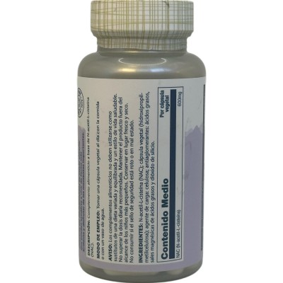 SUPER NAC N-Acetil L-Cisteína 600mg 60 cápsulas Vegetales de Solaray SOLARAY SOLA-15941 Higado y sistema hepatobiliar salud.bio