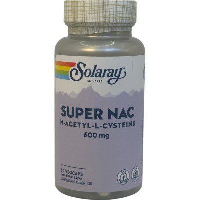 SUPER NAC N-Acetil L-Cisteína 600mg 60 cápsulas Vegetales de Solaray SOLARAY SOLA-15941 Higado y sistema hepatobiliar salud.bio