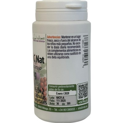 Vitamina C natural (escaramujo) 625mg 60+2 cápsulas vegetales de Manabios Manabios MAN-37168 Vitamina C salud.bio