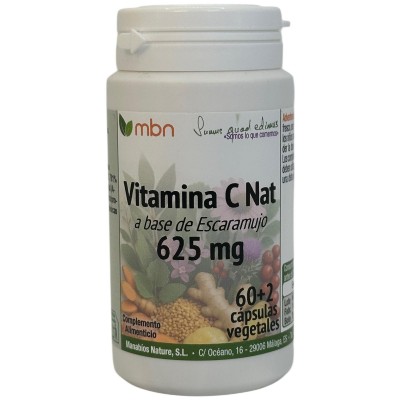 Vitamina C natural (escaramujo) 625mg 60+2 cápsulas vegetales de Manabios Manabios MAN-37168 Vitamina C salud.bio