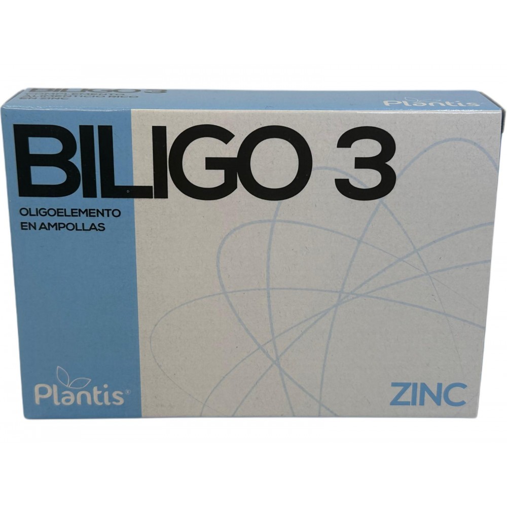 BILIGO 3 (Zinc) oligoelemento 20 ampollas de 2ml de Plantis Artesania Agrícola ART-03903 Sistema inmunitario salud.bio