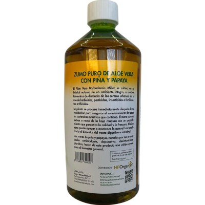 Zumo Aloe Vera PURO con Piña y Papaya 1 Litro de HFOrganics HerboFarm HO HO101 Ayudas aparato Digestivo salud.bio