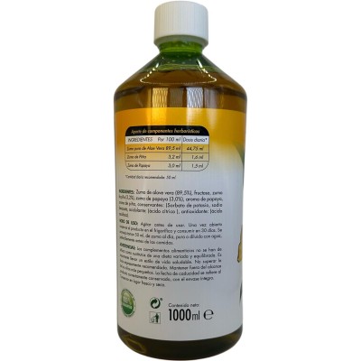 Zumo Aloe Vera PURO con Piña y Papaya 1 Litro de HFOrganics HerboFarm HO HO101 Ayudas aparato Digestivo salud.bio