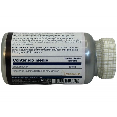 SUPER Shilajit PrimaVie® 500mg 60 cápsulas vegetales de Solaray SOLARAY SOLA-51714 Suplementos Minerales  salud.bio