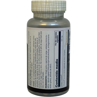 SUPER Shilajit PrimaVie® 500mg 60 cápsulas vegetales de Solaray SOLARAY SOLA-51714 Suplementos Minerales  salud.bio