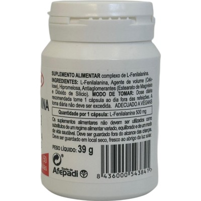 L-Fenilalanina 500mg 50 cápsulas de Integralia INTEGRALIA INT-54384 Aminoácidos salud.bio