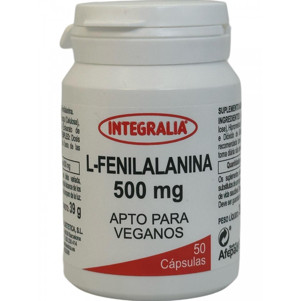 L-Fenilalanina 500mg 50 cápsulas de Integralia INTEGRALIA INT-54384 Aminoácidos salud.bio