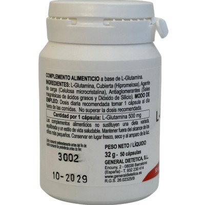 L-Glutamina 500mg 50 cápsulas de Integralia INTEGRALIA INT-54381 Suplementos Deportivos (Complementos Alimenticios) salud.bio