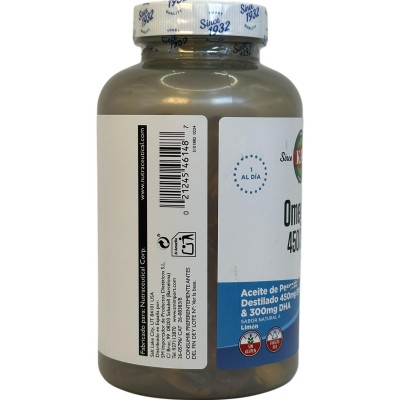 Big omega 3 de 450mg EPA y 300mg DHA 120 perlas sabor limón de Kal KAL KAL-46148 Sistema circulatorio salud.bio