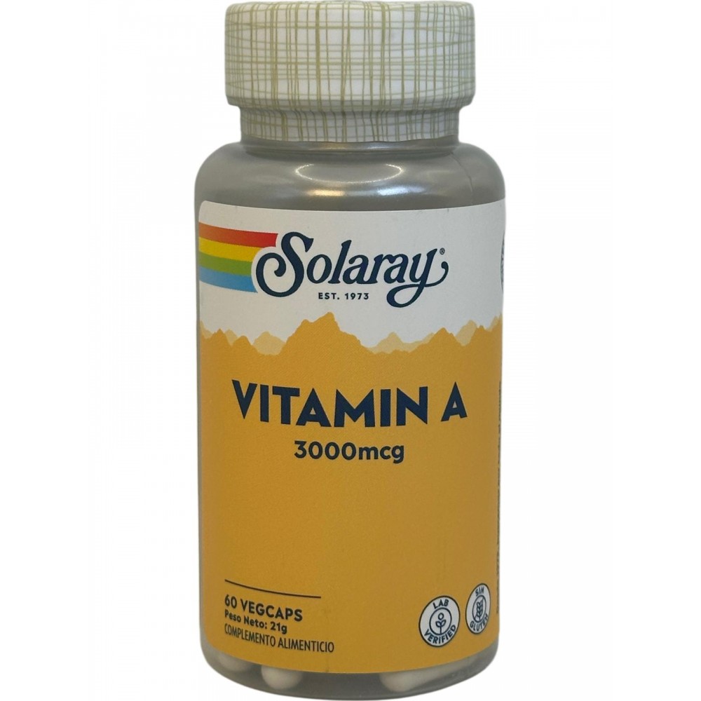 Vitamina A 3000mcg 60 Cápsulas Vegetales de Solaray SOLARAY SOLA-79094 Vitamina A y D salud.bio