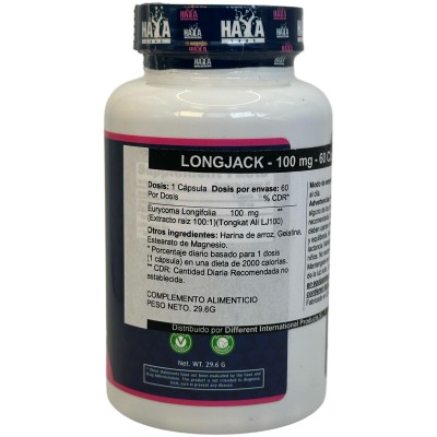 Longjack (Eurycoma longifolia) 100:1 / 100mg / 60 Caps de Haya labs Haya Labs HAY-15683 Salud Sexual y Fertilidad salud.bio
