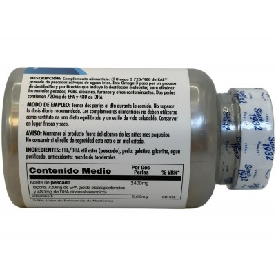 Omega 3 de 450mg EPA y 300mg DHA 60 perlas sabor limón de Kal KAL KAL-84640 Sistema circulatorio salud.bio