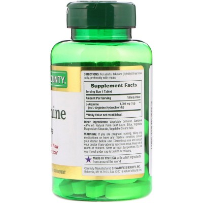 L-Arginina 1.000mg de Nature's Bounty NATURE´S BOUNTY NRT-07760 Aminoácidos salud.bio