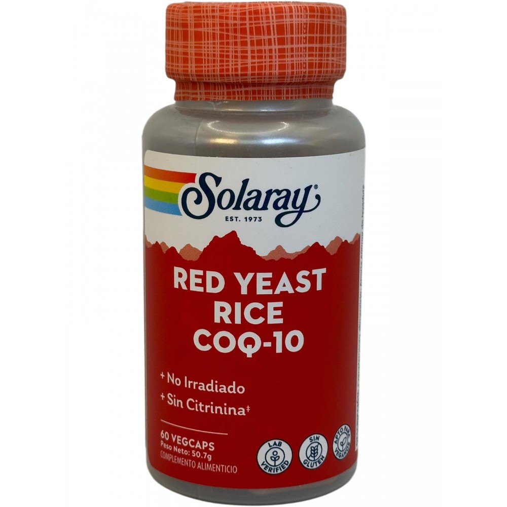 Levadura Roja de arroz, Red Yeast Rice Plus Q10, 60 VegCaps. Sin gluten. Apto para veganos de SOLARAY SOLARAY SM-8892 Ayudas ...
