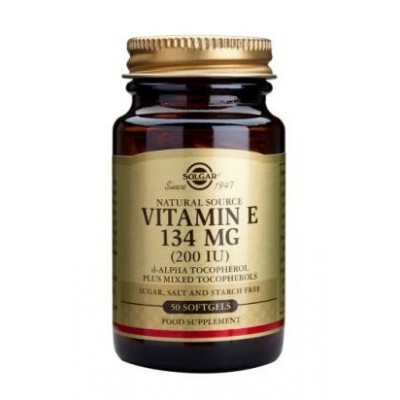 Vitamina E 200 UI 134mg (200 IU) 50 Cápsulas blandas (Perlas) de Solgar Solgar SOL-03500 Vitamina E salud.bio