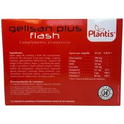 GELISAN PLUS FLASH (Articulaciones y muscular) 14 ampollas de PLANTIS Artesania Agrícola 080063 Articulaciones, Huesos, Tendo...
