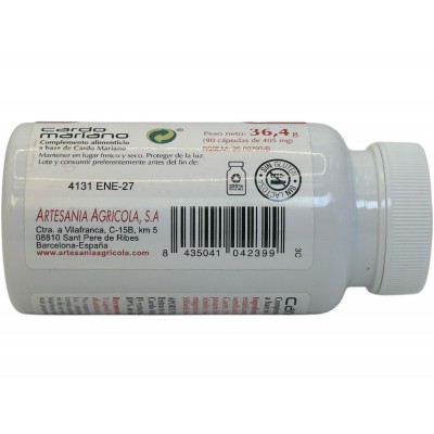 Cardo Mariano Extracto (Milk Thistle 27% Silimarina) 405mg 90 cápsulas de Plantis Artesania Agrícola ART-04239 Higado y siste...