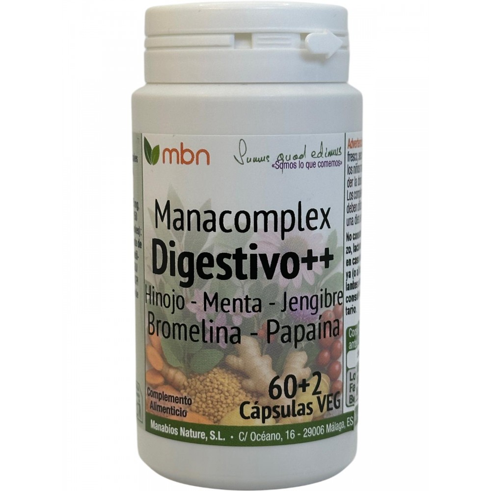 Manacomplex DIGESTIVO++ en 60+2 cápsulas Vegetales de Manabíos Manabios MAN-37167 Ayudas aparato Digestivo salud.bio