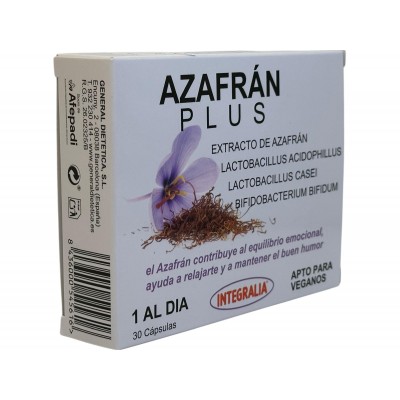 Azafrán Plus 30 Cápsulas de Integralia INTEGRALIA GEN-494 Estados emocionales, ansiedad, estrés, depresión, relax salud.bio