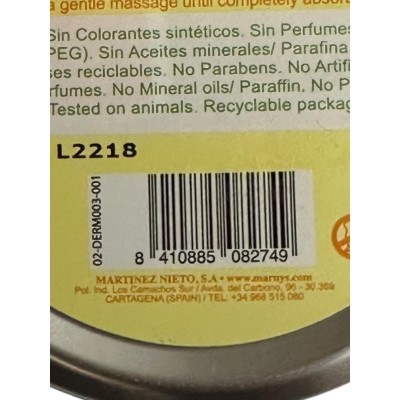Manteca de Karité con Espino amarillo y Caléndula de MARNYS Marnys DERM003 Piel, Cabello y Uñas, Complementos y Vitaminas sal...