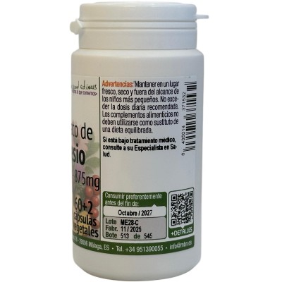 Bisglicinato de Magnesio (Quelado puro) 875mg 60+2Cápsulas vegetales de Manabios Manabios MAN-37153 Articulaciones, Huesos, T...