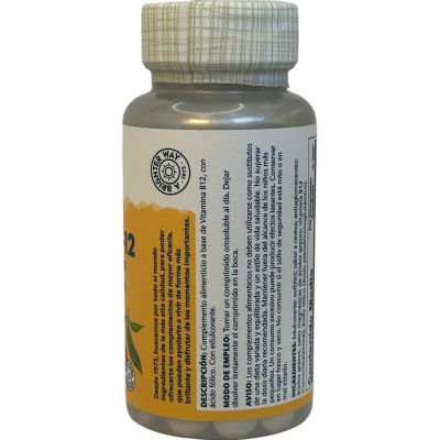 Vitamina B12 1000mcg con fólico 400mcg sublingual de Solaray SOLARAY SM-4345 Vitamina B salud.bio