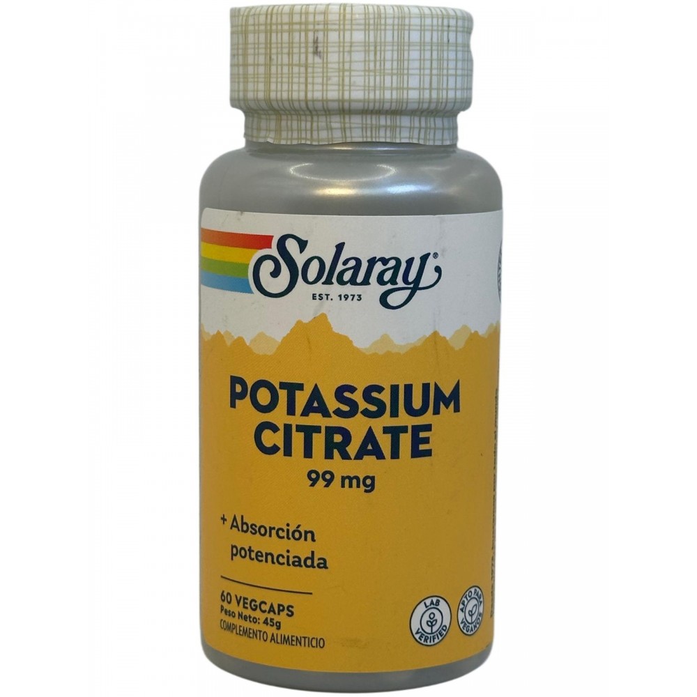 Potasio Citrato 99mg 60 Cápsulas Vegetales de Solaray SOLARAY SM-12109 Minerales salud.bio