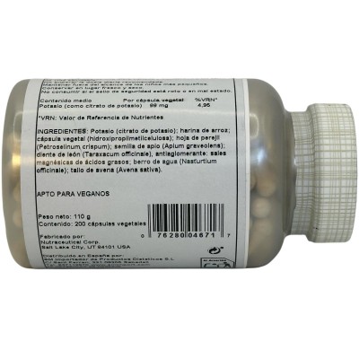 BIG Potasio Citrato 99 mg 200 Cápsulas Vegetales de Solaray SOLARAY SOLA-04671 Minerales salud.bio