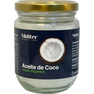 Aceite de coco virgen orgánico (BIO) 200ml de Miditer Maya Organic MAY-06915 Aceites naturales salud.bio